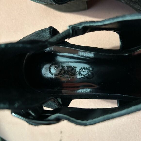 Carlos by Carlos Santana Della Gray Open Toe Silver Buckle Ankle Bootie Size 6.5 - Picture 7 of 9